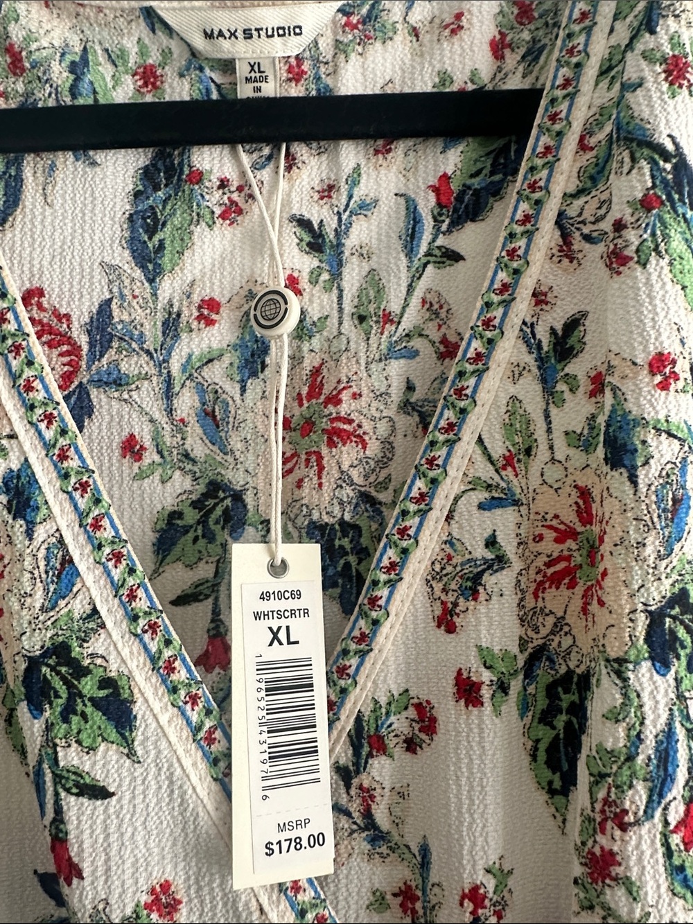 Max Studio Cream Floral Wrap Maxi Dress with Puff Sleeves - Picture 3 of 4